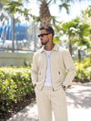 Men's Textured Two Piece Set - Zip Jacket & Pants Smart Casual Outfit