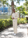 Men's Textured Two Piece Set - Zip Jacket & Pants Smart Casual Outfit