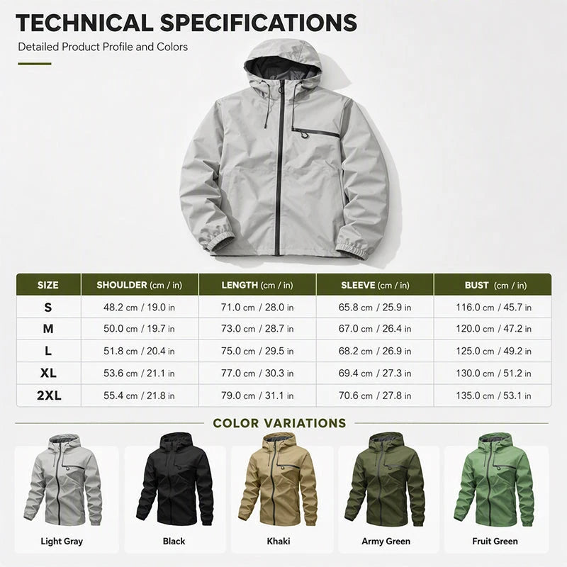 Mens Outdoor Waterproof Hooded Jacket