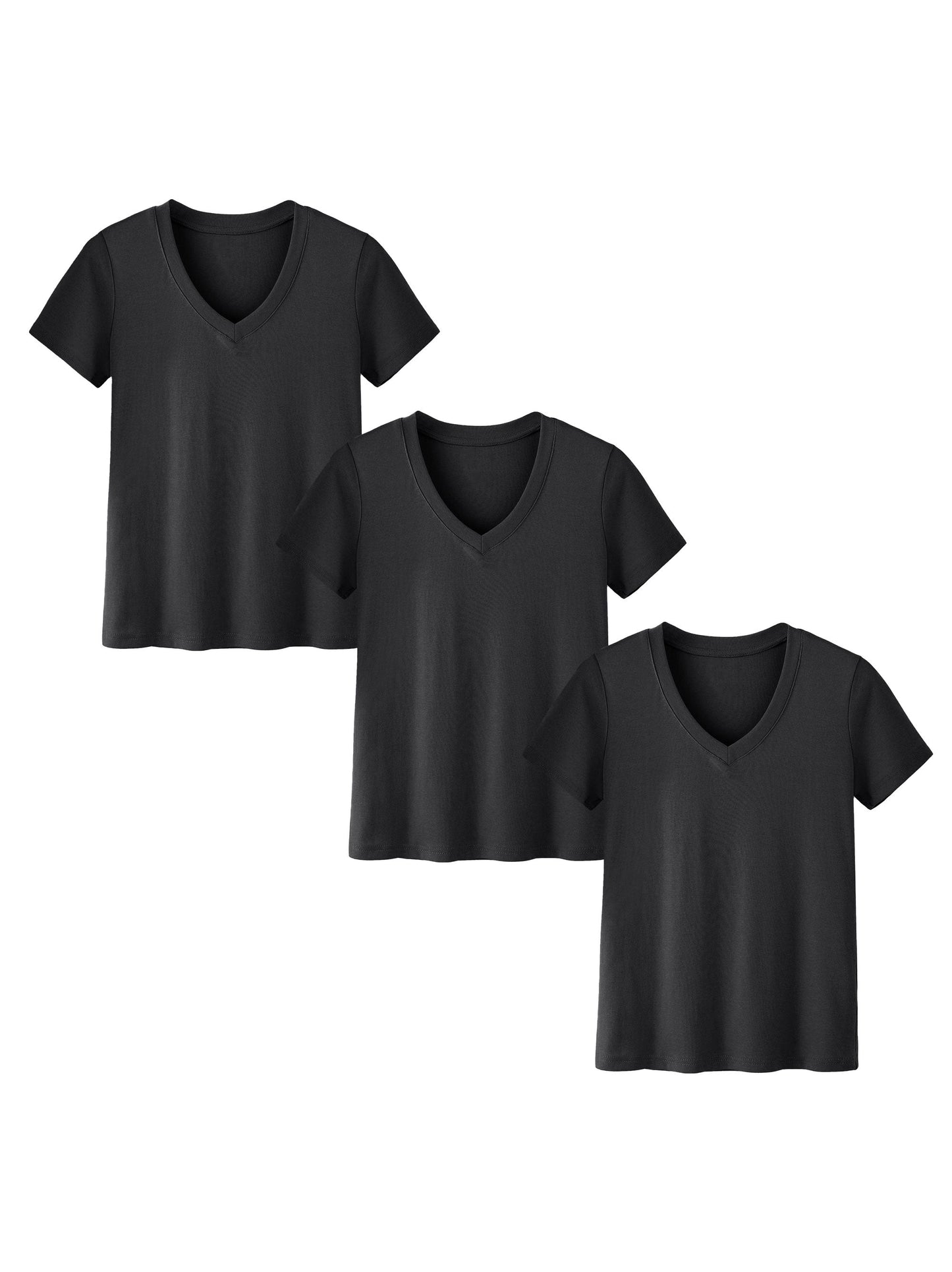 SHOWITTY 3-Pack Plus Size V-Neck T-Shirts for Women – Lightweight, Loose Fit Summer Essentials