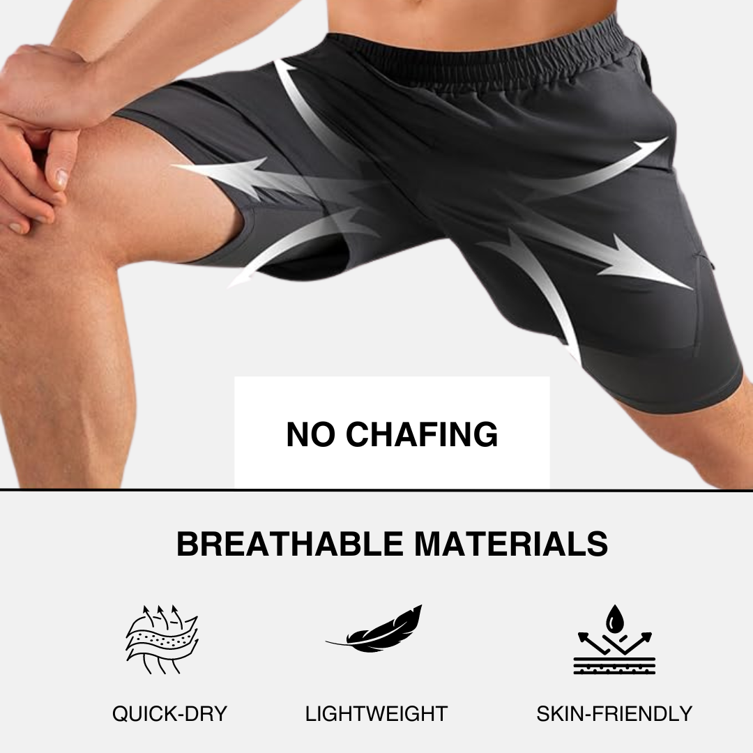 Quick-Dry Athletic Shorts with Built-In Liner and Phone Pocket