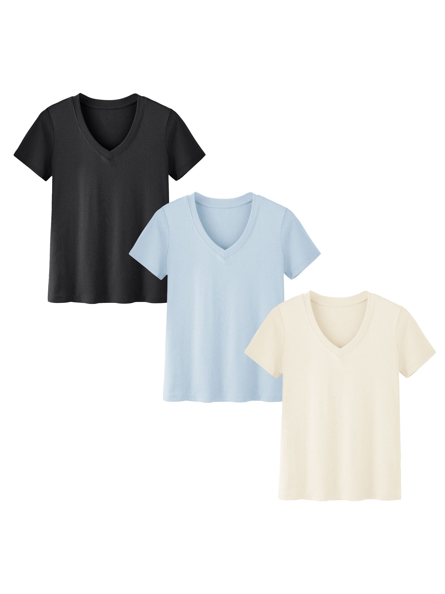 SHOWITTY 3-Pack Plus Size V-Neck T-Shirts for Women – Lightweight, Loose Fit Summer Essentials