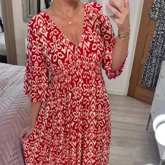 2026 V-neck Floral Seaside Holiday Dress