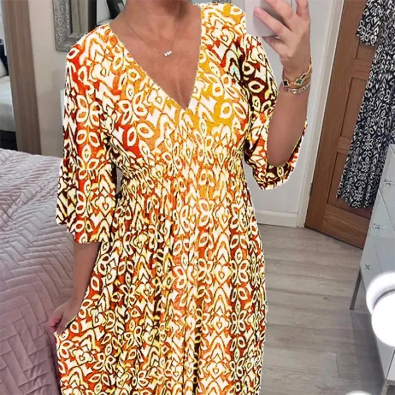 2026 V-neck Floral Seaside Holiday Dress