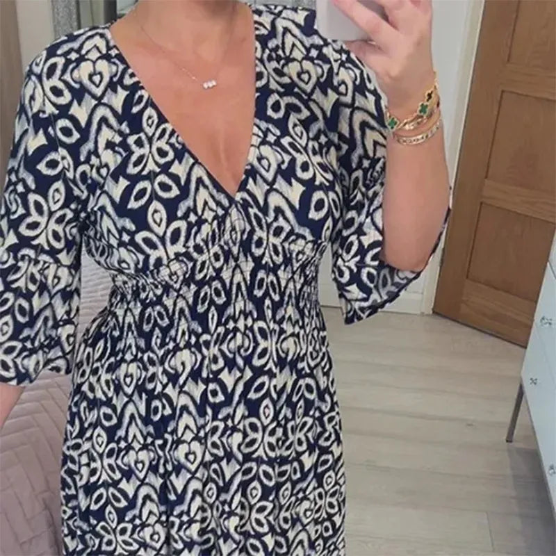 2026 V-neck Floral Seaside Holiday Dress